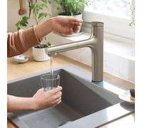 hansgrohe Zesis M33 miscelatore monocomando per cucina 160, doccetta estraibile, 2 tipi di getto, (sBox), 74823, Colorazione: Finitura in acciaio inox - 74823800