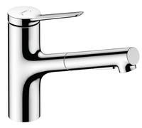 hansgrohe Zesis M33 Mitigeur Cuisine ComfortZone 150, Eco, douchette extractible, 2 jets, chrome, saillie 220 mm, 74810000, 74810000