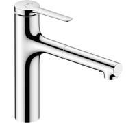 hansgrohe Zesis M33 miscelatore monocomando per cucina 160, doccetta estraibile, 2 tipi di getto, 74822, Colorazione: cromo - 74822000