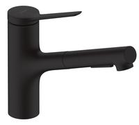 Hansgrohe Zesis Miscelatore da cucina monocomando, ComfortZone 150, 2 tipi di getto, sporgenza 219 mm, 74800, Colorazione: Nero opaco - 74800670