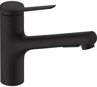 hansgrohe Zesis M33 Mitigeur monocommandé pour cuisine 150, douchette extractible, 2 types de jets, 74820670, 74820670, Colorazione: Nero opaco