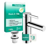 hansgrohe Zesis S Mitigeur monocommandé pour lavabo 100 CoolStart avec vidage Push-Open, 74724000, 74724000, Colorazione: cromo