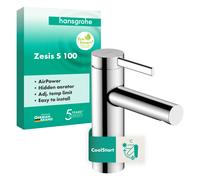 hansgrohe Zesis S Mitigeur monocommandé pour lavabo 100 CoolStart sans garniture de vidage, 74721000, 74721000, Colorazione: cromo