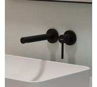 hansgrohe Zesis S 74750670 - Rubinetto da incasso per lavabo, montaggio a parete con scarico, 19,4 cm, miscelatore a risparmio idrico (EcoSmart+), nero opaco