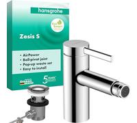 hansgrohe Zesis S Mitigeur monocommandé pour bidet avec vidage à tirette métallique, saillie 122mm, 74201000, 74201000, Colorazione: cromo