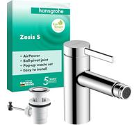 hansgrohe Zesis S Mitigeur monocommandé pour bidet avec vidage à tirette, saillie 122mm, 74200000, 74200000, Colorazione: cromo