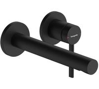 hansgrohe Zesis S 74750670 - Rubinetto da incasso per lavabo, montaggio a parete con scarico, 19,4 cm, miscelatore a risparmio idrico (EcoSmart+), nero opaco