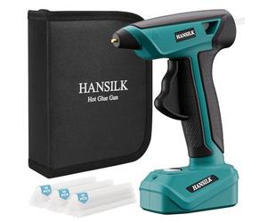 HANSILK Pistola per colla a caldo con batteria da 2000 mAh & 30 bastoncini | pistola per colla a caldo senza fili di tipo C riscaldamento rapido 15s per fai da te fai da te e riparazioni-Blu