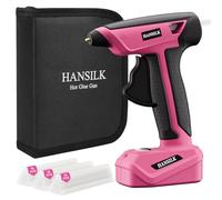 HANSILK Pistola per colla a caldo con batteria da 2000 mAh - pistola per colla a caldo senza fili con 30 bastoncini di colla di tipo C riscaldamento rapido 15s fai da te fai da te e riparazioni-Rosa