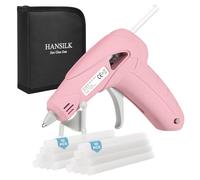 HANSILK Pistola per colla a caldo, ricarica USB, con 20 bastoncini di colla a caldo, due modalità di riscaldamento, 90s, supporto a 3 punti per fai da te e riparazioni, rosa