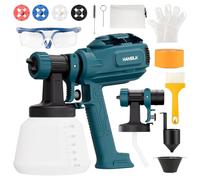 HANSILK Pistola per Verniciare 800W HVLP,Pistola a Spruzzo Elettrica con Serbatoio da 1200ML Doppia testa di pistola 5 Ugelli&3 Modalità di Spruzzo,Flusso Regolabile,Facile da Pulire per Mobili,Pareti