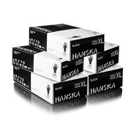 HANSKA 500 pezzi Guanti Monouso Nitrile Neri - Senza Polvere - Usa e Getta- Ambidestri - Non Sterili - Base di Gomma - Adatti per Ambiti Medici, Manipolazione degli Alimenti (500, XL)