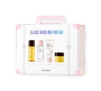 Hanskin Glass Skin On The Go Set, Essential Travel Skincare Set for Glowing Skin on the Plane, Cleansing Oil Skin Essence and Moisturizer [Set of 4/30 ml each]