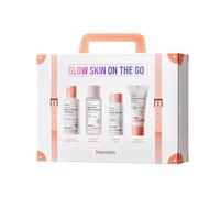Hanskin Glow Skin On The Go - Set di 4 prodotti per la cura della pelle, include detergente in polvere alla vitamina C da 10 g + essenza per la pelle ialuronica da 30 ml + siero luminoso alla vitamina