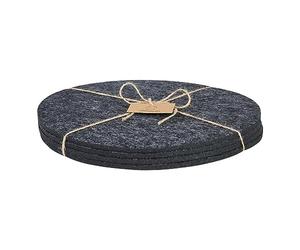 Hansmeier Sottobicchieri e tappetini rotondi in feltro | grigio scuro | set di 4 | 30 cm di diametro | pratico ed elegante come sottobicchiere per pentole, bicchieri, ciotole e vasi | lavabile