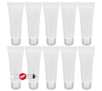 HANSPORTA Tubi da viaggio ricaricabili, 10 tubetti vuoti da 5 ml, per detergente viso, crema per le mani, lozioni, campioni in plastica trasparente, per progetti fai da te, mini dentifricio morbidi,