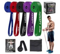 HANSPY Set di 5 fasce di resistenza per trazioni, per uomini e donne, per allenamento della forza, esercizi di palestra a casa, fisioterapia, yoga, fasce di assistenza per trazioni con ancoraggio alla