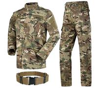 HANSTRONG GEAR - Completo militare tattico da uomo per caccia, uniforme BDU da combattimento con camicia e pantaloni con cintura, Mc, L