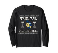 Hanukkah Hebrew Dreidel Star of David Maglia a Manica