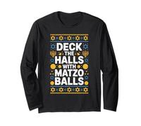 Hanukkah Humor Decora i corridoi con Matzo Balls Funny Maglia a Manica
