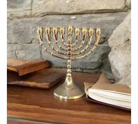 Hanukkah Menorah Jewish Judaica Israel portacandele Chanukah vintage in ottone