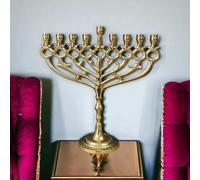 Hanukkah Menorah Jewish Judaica Israel portacandele Chanukah vintage in ottone