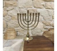 Hanukkah Menorah Jewish Judaica Israel portacandele Chanukah vintage in ottone