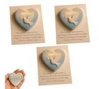 Hanukkah, regalo tascabile a forma di cuore, con biglietto di benedizione, ricordo della fede ebraica con Menorah, stella di David e colomba, regalo ispiratore per la famiglia e gli amici (ove of