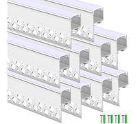 Hanured® 10x Profili Alluminio per Strisce LED da 1 Metri, Profilo in Alluminio da Incasso a LED, Canali di Diffusione Della Luce di Striscia del LED, Bianco