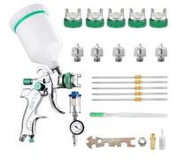 Hanured® HVLP pistola a spruzzo con 5 ugelli da 1,4/1,7/2,0/2,5/3,0mm, Aerografo per verniciare 600ml, per riparazioni di piccoli mobili per auto