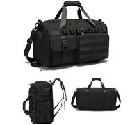 HANWELL Borsone sportivo da palestra con scomparto per scarpe, borsone tattico da 40 l, per uomini e donne, per viaggi e fine settimana, per viaggi, nuoto, fitness, allenamento, ospedale, Nero , 40l