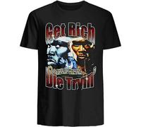 HANXI 50 Cent T Shirt Get Rich Or Die Tryin' Vintage Shirt Cotton Unisex Black L