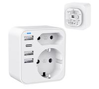 HANYEAL Adattatore Presa Inglese, a Spina Italiana, per Gran Bretagna, Qatar, Irlanda, Gambia, 3250W, con 4 USB