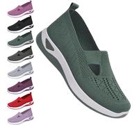 HANYILI 2024 Nuove Donne Slip On Sneakers Scarpe Tessute Ortopediche Traspiranti Scarpe Morbide Camminando Scarpe di Schiuma Diabetica Mani Libere Slip in (UE-38,Verde)