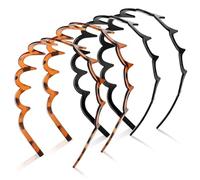 Hanyousheng 4 Pezzi Fasce per Capelli Zig Zag, Fascia per Capelli Ondulata, Pettine per Capelli Con Denti Di Squalo, Non-slip Teeth Hairband per Yoga, Sport, AllAperto, Trucco, Donne Lady Girl