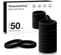 Hanyousheng 50 Pezzi Elastici Capelli Donna, Elastici Capelli, Elastici per Capelli, Elastico Capelli Donna, Elastici Neri per Capelli, Lacci per Capelli per Uomini e Donne