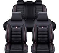 HanYT Coprisedili Auto in Pelle per Fiat 500X (2015-2017), 5 Posti Pelle Traspirante Confortevole Set Copri Sedili Accessori Interno,C/Black Red Style