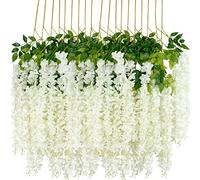 HanYun Fiore artificiale, confezione da 12 rampicanti artificiali da 1,9 m, per esterni, matrimoni, cerimonie, archi, feste, casa e giardino (bianco, 12 pezzi densi)