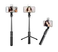 Hanzete - Bastone per selfie Bluetooth multifunzione, wireless, portatile, estensibile, con luce di riempimento, lunghezza massima 104,5 cm, telecomando per riprese video Vlog, foto di gruppo, selfie