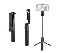 Hanzete - Bastone per selfie multifunzione da 85,9 cm, treppiede da tavolo, stabilizzatore cardanico a 5 sezioni, asta telescopica con clip per telefono, telecomando staccabile, adattatore da 1/4" e