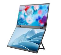 Hanzete - Doppio monitor da 15,6 pollici, 1080p, schermo pieghevole, schermo esterno ultrasottile, frequenza di aggiornamento 60 Hz, per computer portatile, PC, telefono, console di gioco