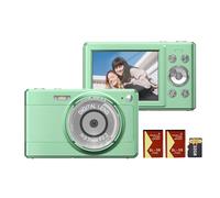 Hanzete - Fotocamera digitale 1080p, 56 MP, schermo IPS da 2,88 pollici, zoom digitale 8x, messa a fuoco automatica, anti-vibrazione, rilevamento del viso, con scheda di memoria da 32 GB, 2 batterie,