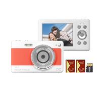 Hanzete - Fotocamera digitale 1080p, 56 MP, schermo IPS da 2,88 pollici, zoom digitale 8x, messa a fuoco automatica, anti-vibrazione, rilevamento del viso, con scheda di memoria da 32 GB, 2 batterie,