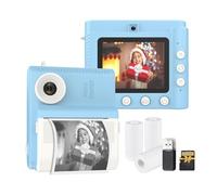 Hanzete - Fotocamera digitale per bambini a stampa istantanea per bambini, 1080p, doppia lente, schermo IPS da 2,8 pollici, batteria incorporata, cornici per foto con 3 rotoli di nastro da collo in