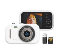 Hanzete - Fotocamera digitale portatile 1080p, 48 MP, doppia lente, schermo IPS da 2,8 pollici, per giocare e ascoltare musica, batteria integrata con lettore di schede USB da 32 GB, per compleanno,