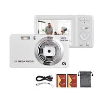 Hanzete - Fotocamera digitale portatile TFT da 2,7 pollici, 56 MP, 4K, ultra HD, zoom 20x, messa a fuoco automatica, autoscatto, rilevamento del viso, anti-agitazione, con 2 batterie, cinghia da