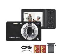 Hanzete - Fotocamera digitale portatile TFT da 2,7 pollici, 56 MP, 4K, ultra HD, zoom 20x, messa a fuoco automatica, autoscatto, rilevamento del viso, anti-agitazione, con 2 batterie, cinghia da