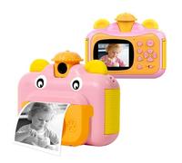 Hanzete - Fotocamera istantanea per bambini, 1080p, 12 MP, girevole a 180°, con schermo IPS da 2,4", registratore video con filtri carini, messa a fuoco automatica con rotoli di carta, memoria da 32
