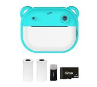 Hanzete - Fotocamera per bambini, 1080p, stampa termica con schermo IPS da 6,1 cm, messa a fuoco automatica, con scheda di memoria da 32 G + lettore di schede, 2 rotoli di carta stampata, per
