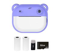 Hanzete - Fotocamera per bambini, 1080p, stampa termica con schermo IPS da 6,1 cm, messa a fuoco automatica, con scheda di memoria da 32 G + lettore di schede, 2 rotoli di carta stampata, per